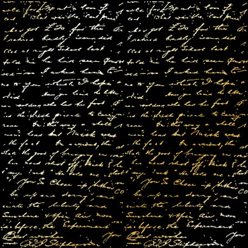 Лист односторонней бумаги с золотым тиснением, дизайн Golden Text Black, 30,5см х 30,5см