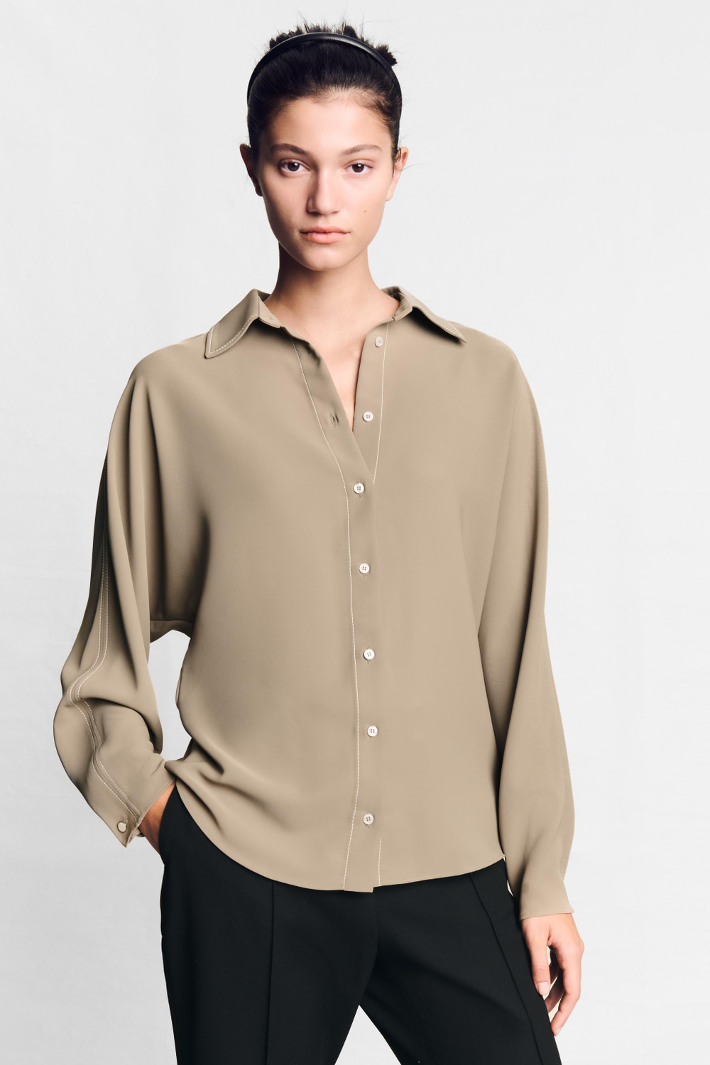 РУБАШКА С КОНТРАСТНОЙ СТРОЧКОЙ — ZARA