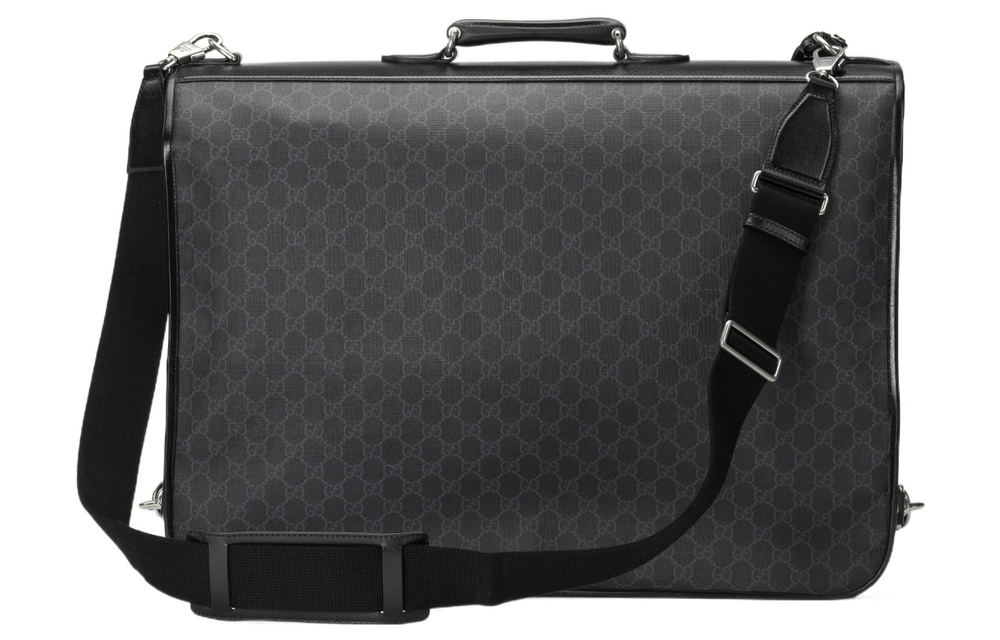 GUCCI Canvas With Leather Handbag Briefcase Men"s Black