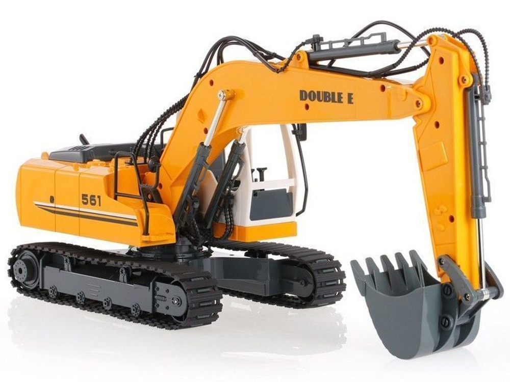 Радиоуправляемый экскаватор Double Eagle E561-003S с металлическим ковшом, для детей, на гусеницах, 1:16, желтый