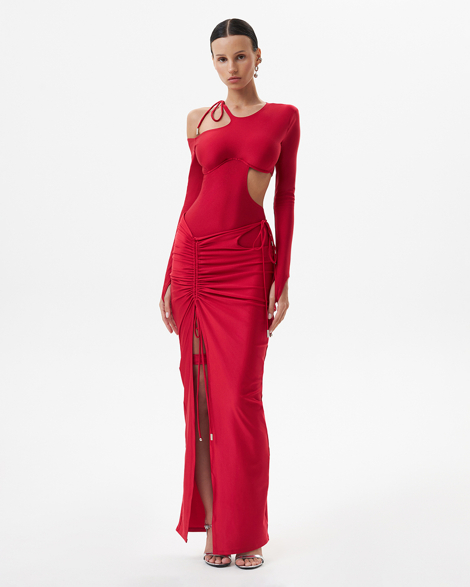 RED MAXI SKIRT