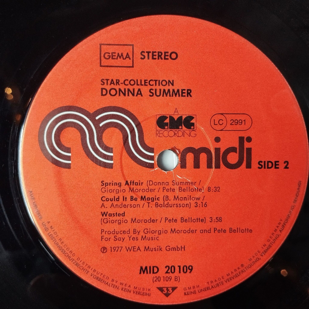 Винтажная виниловая пластинка LP Donna Summer Star Collection (Germany 1977)