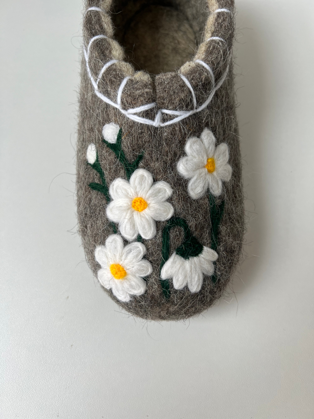 Валяные тапочки женские Ромашки