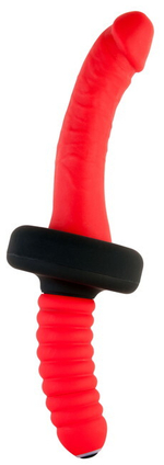 Двусторонний красный гибкий вибратор Black & Red (10 режимов,14 см) (Цвет: красный с черным)