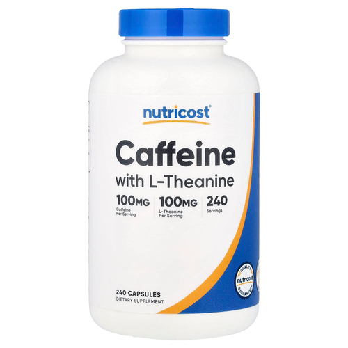 Nutricost, кофеин с L-теанином, 240 капсул