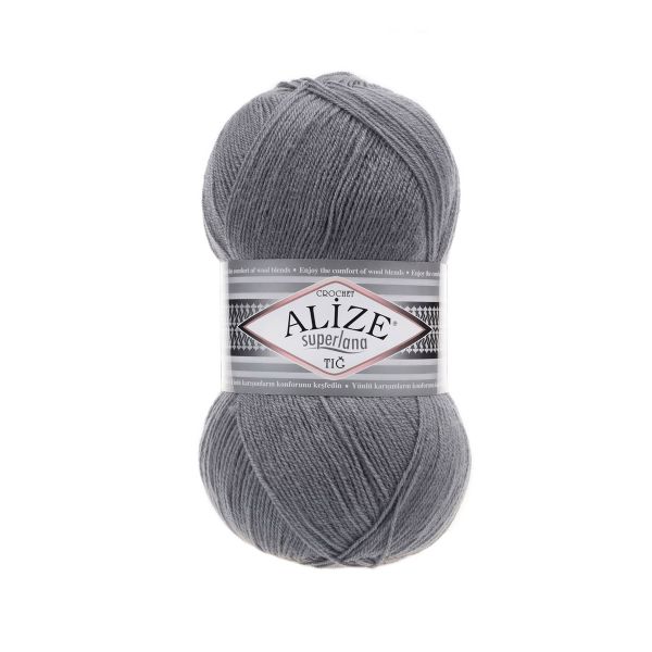 Пряжа Alize (Ализе) Superlana TIG / уп.5 мот. по 100 г, 570м, 87 угольно-серый
