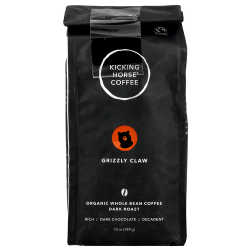 Kicking Horse, Grizzly Claw, органический кофе, цельные зерна, темная обжарка, 284 г (10 унций)