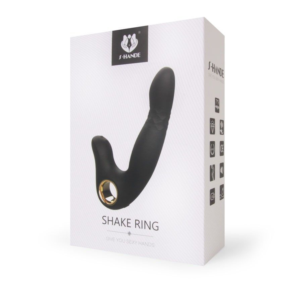 Черный вибромассажер Shake Ring - 16,8 см. (Цвет: черный)