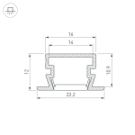 Профиль PDS-FS-2000 ANOD BLACK (Arlight, Алюминий)
