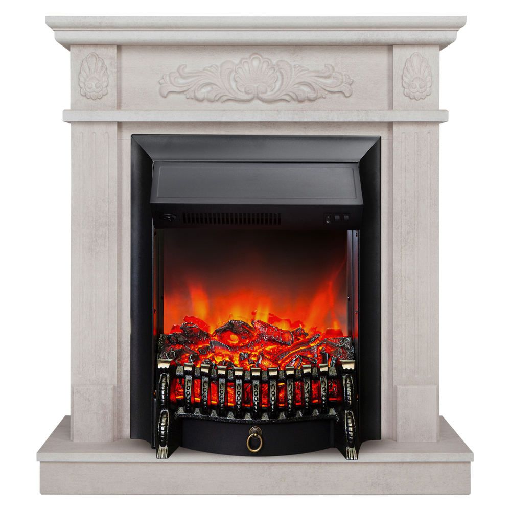 Каминокомплект Real Flame Adelaida WT с очагом Fobos Lux Black (без пульта)