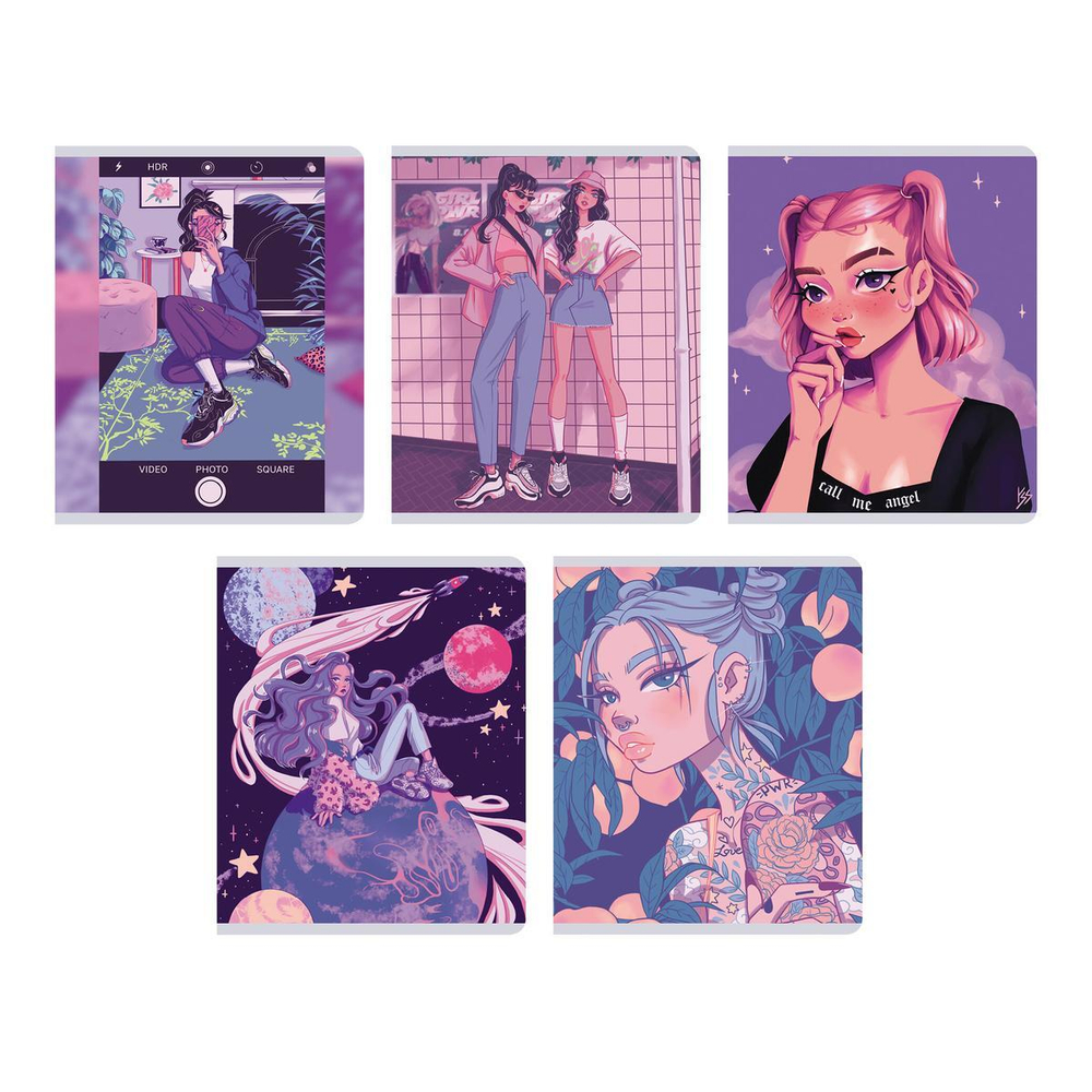 Тетрадь А5, 48л. клетка "Instagram girls (Эксклюзив)" (Эксмо)