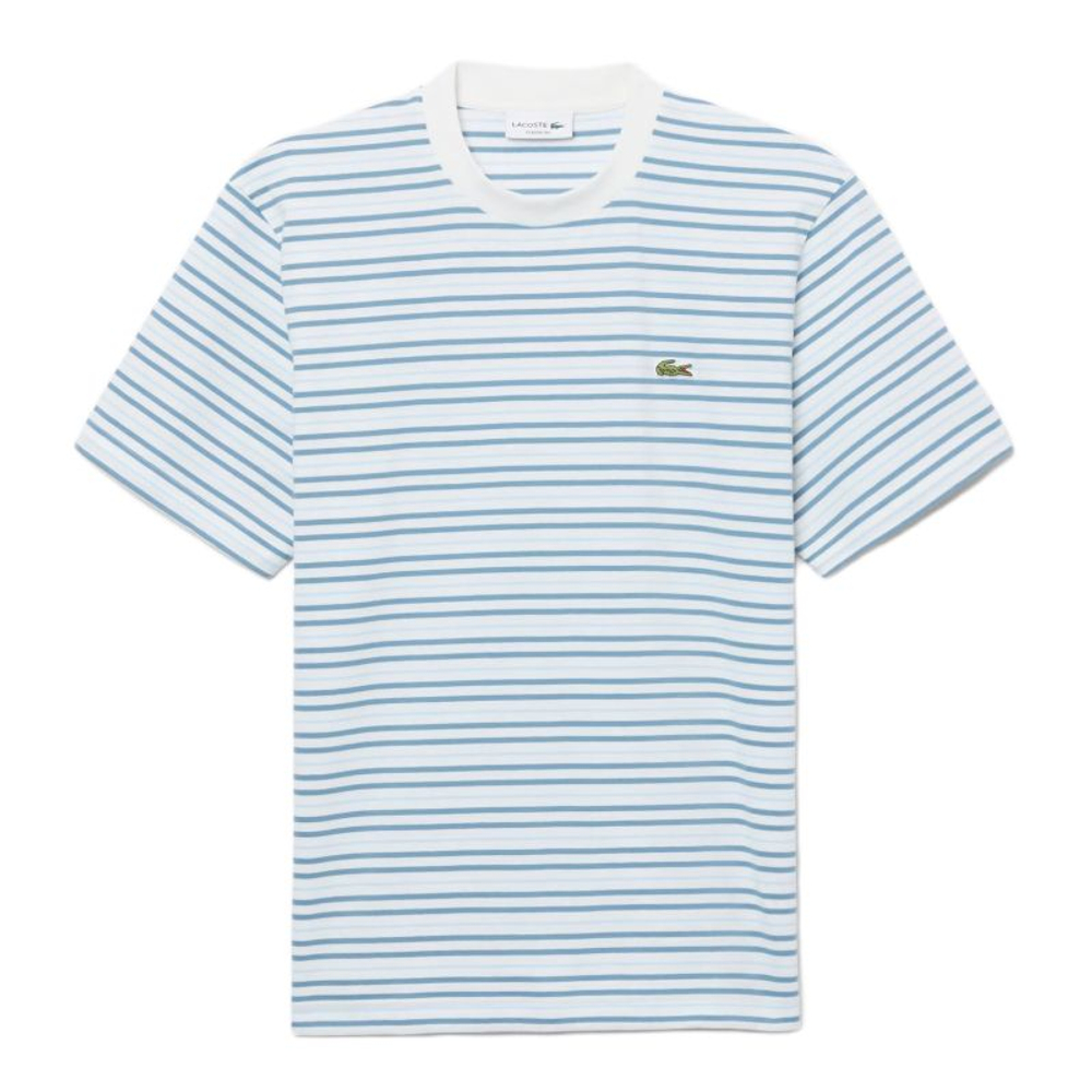 Meski T-Shirt Lacoste Thick Cotton Striped - blue/white