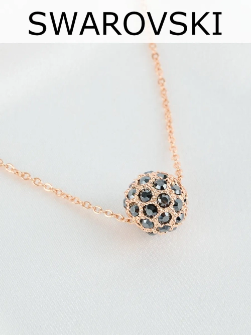 Кулон Черный шарик с кристаллами Swarovski