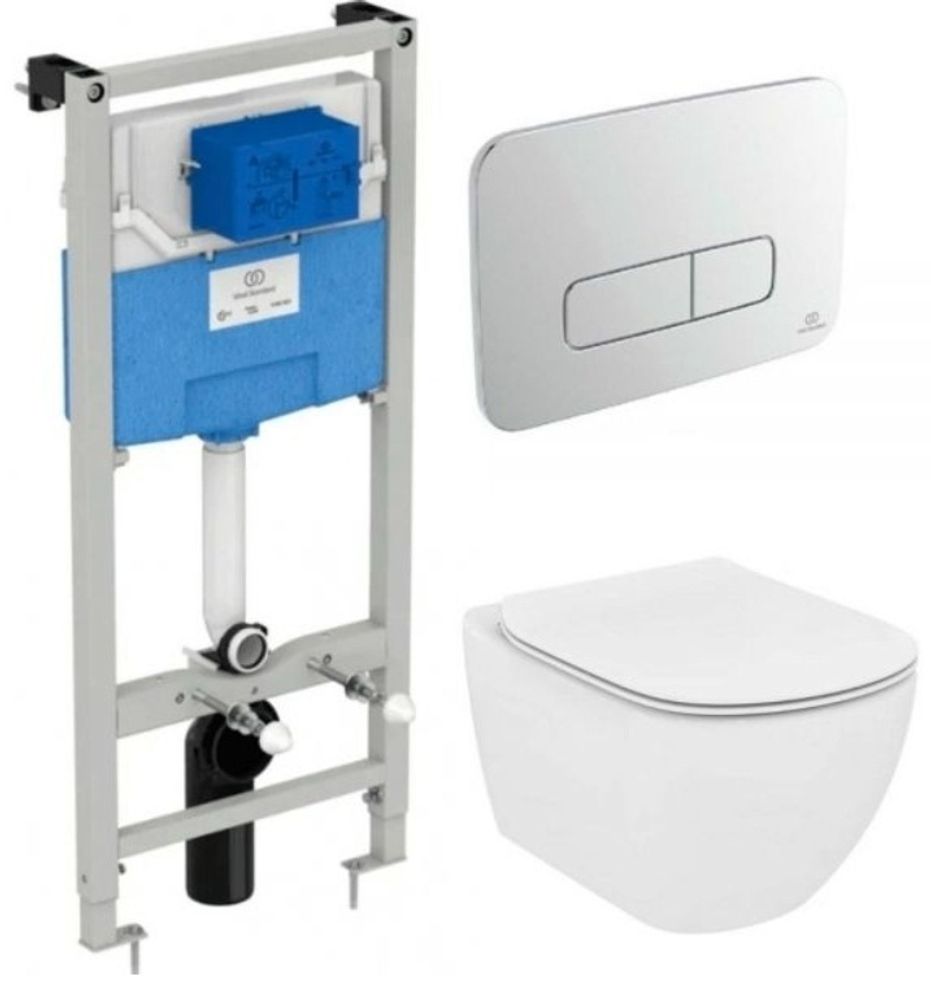 Комплект подвесной унитаз + инсталляция TESI Agua Blade T007901 (кр T35270 lift, Инстал R020467, кноп M3 R0123JG бел)
