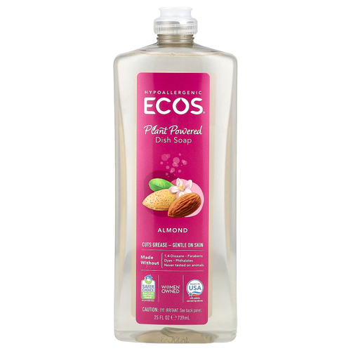 Earth Friendly Products, Ecos®, средство для мытья посуды на растительной основе, миндаль, 739 мл (25 жидк. унций)