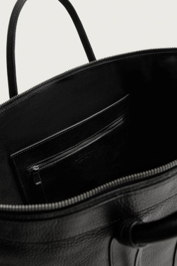 ZARA КОЖАНАЯ СУМКА-ТОУТ, ЧЕРНЫЙ