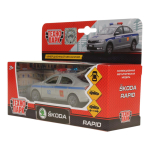 Модель ин. мет. "Skoda Rapid. Полиция" 12см, открыв. дв. и багажн, коробка SB-18-22-SR-P-WB (Технопарк)