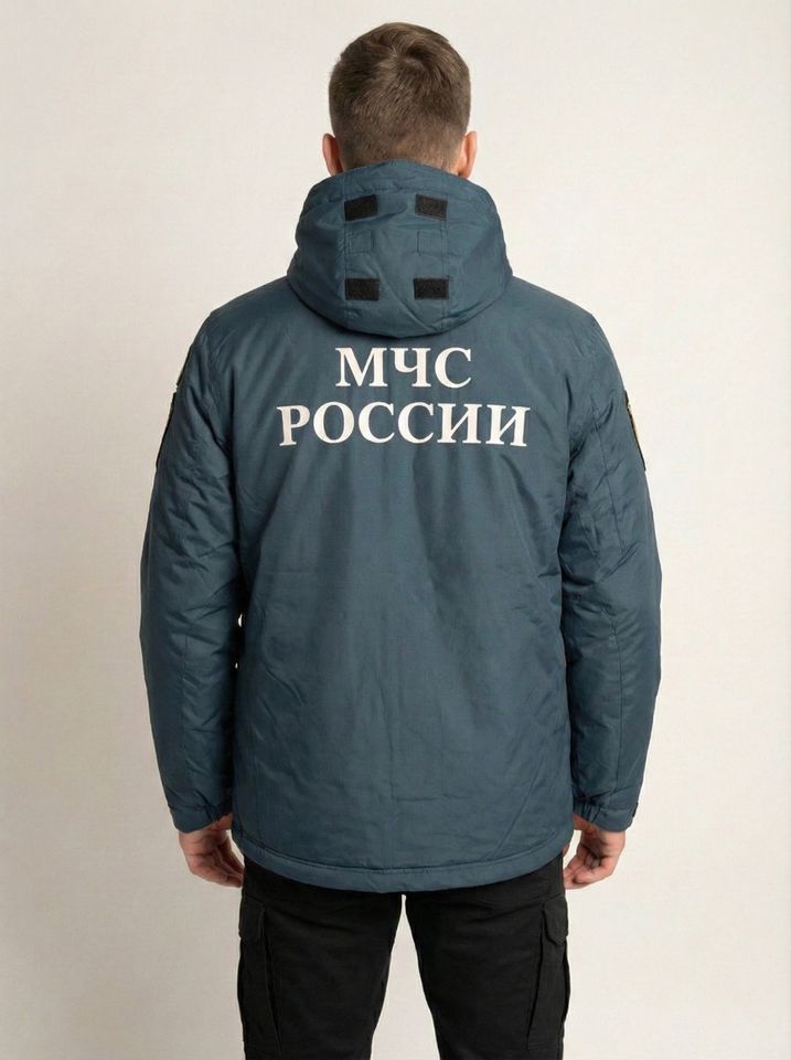 Куртка МЧС демисезонная удлиненная с шевронами (рип-стоп/стяжка)