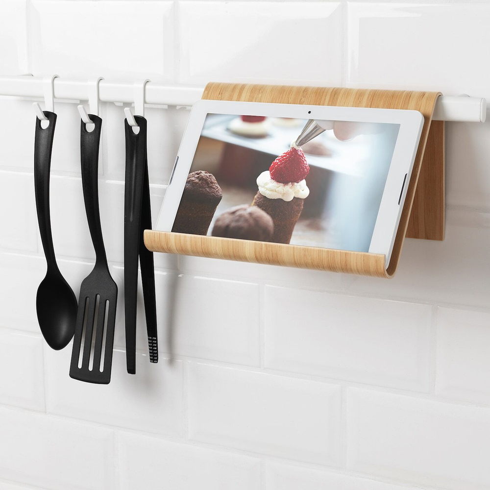 IKEA VIVALLA (ИКЕА ВИВАЛЛА) — Подставка для планшета, бамбуковый шпон, 26x17 см, фото 5