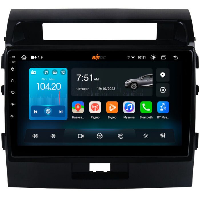 Магнитола для Toyota Land Cruiser 200 2007-2015 (экран климата внизу) - Airok RX-1111 Android 13, Быстрая, SIM-слот
