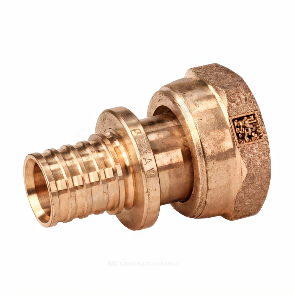 Муфта для PE-X труб аксиальная бронза Дн 20х1/2" с накидной гайкой RX+ Рехау 14563373001
