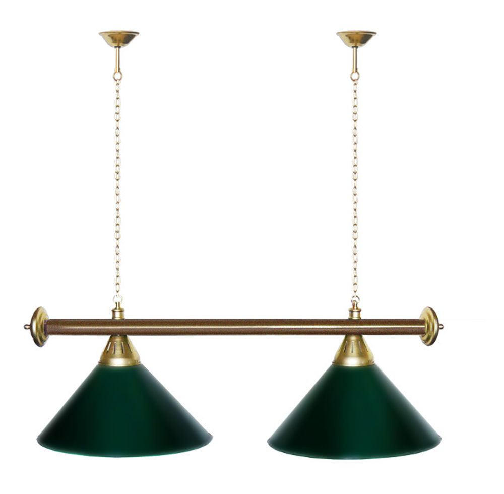 Лампа STARTBILLIARDS 2 пл. (плафоны красные,штанга антик медь,фурнитура золото)