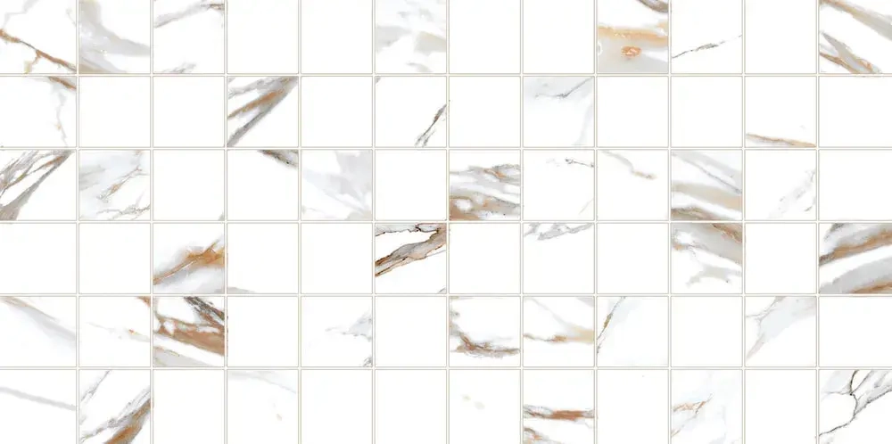Настенная плитка ALMA Ceramica TWU09DKT014 Dakota 50x24.9 белая глянцевая рельефная под мозаику