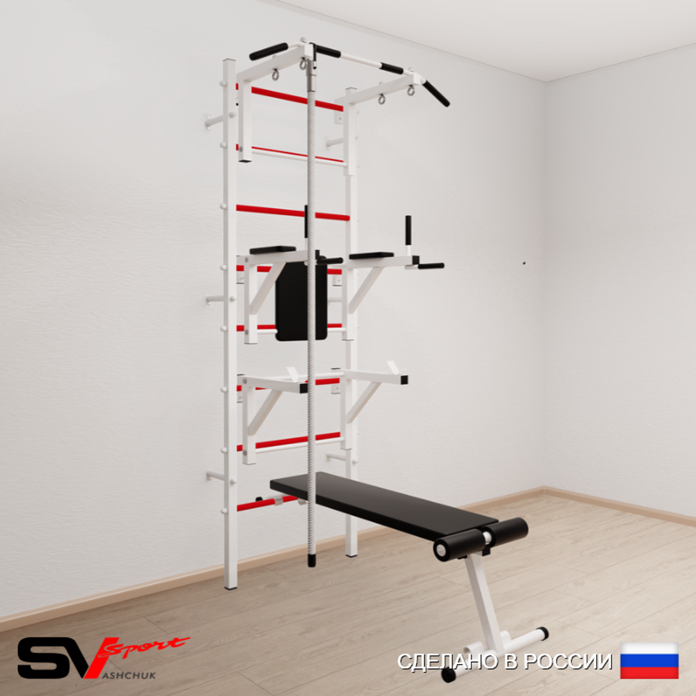 Шведская стенка Sv Sport 590 (Турник стандарт/Брусья/Стойка/Скамья/Канат)
