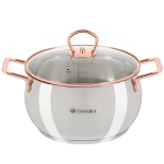 Кастрюля нерж, 3.4 л, крышка стекло, Daniks, Карлин, GS-01332G-20, индукц