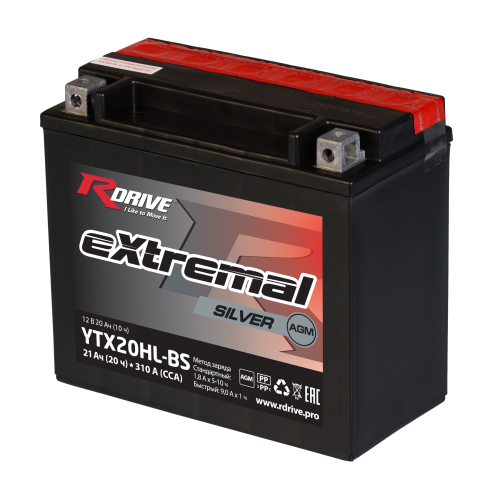 Купить Аккумулятор мото RDRIVE eXtremal Silver 18 А/ч R+