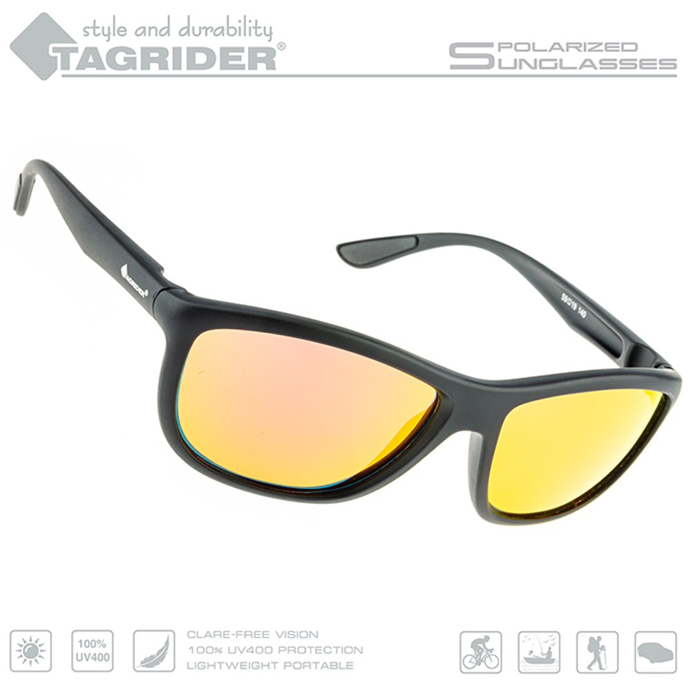 Очки поляризационные Tagrider в чехле N29-45 Gold Red Mirror