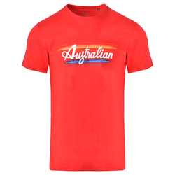 Мужская теннисная футболка Australian Cotton T-Shirt Brush Line Print - rosso vivo