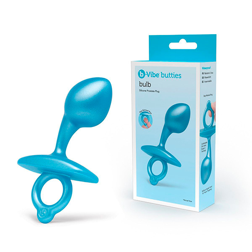 Голубая анальная пробка для массажа простаты 10,7см b-Vibe Bulb Silicone Prostate Plug BV-078