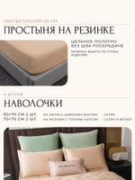 КПБ на резинке Сатин Velvet Premium с Одеялом VPR012, Евро, 4 наволочки, простынь 180*200*25