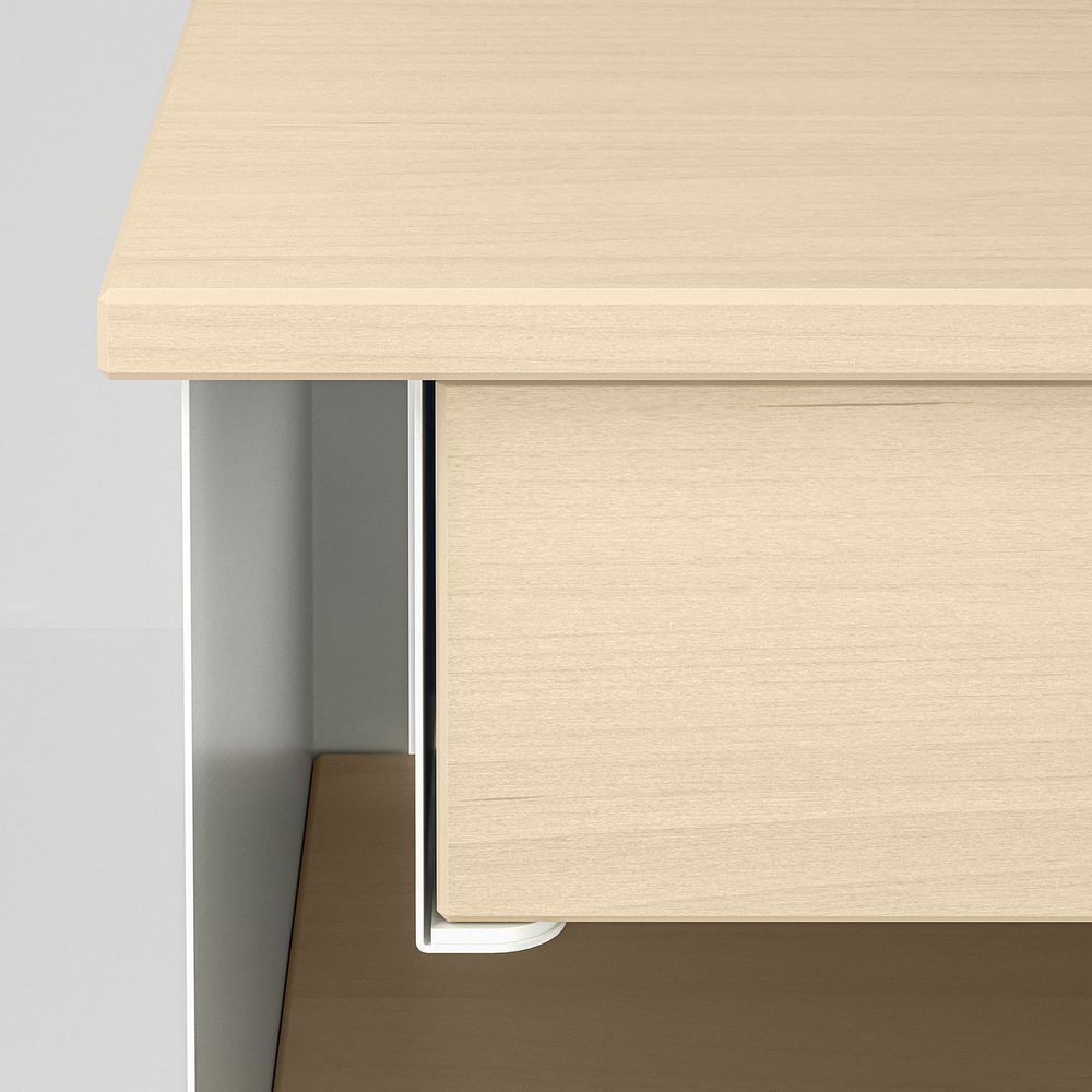 IKEA STOMSÖ  (ИКЕА СТОМСЁ)  -  Столик прикроватный настенный - имитация берёзы белый/синий 36x29x20 см
