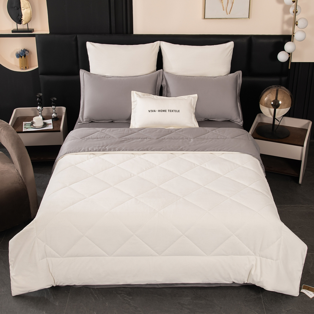 КПБ на резинке Сатин Velvet Premium с Одеялом VPR013, Евро, 4 наволочки, простынь 140*200*25