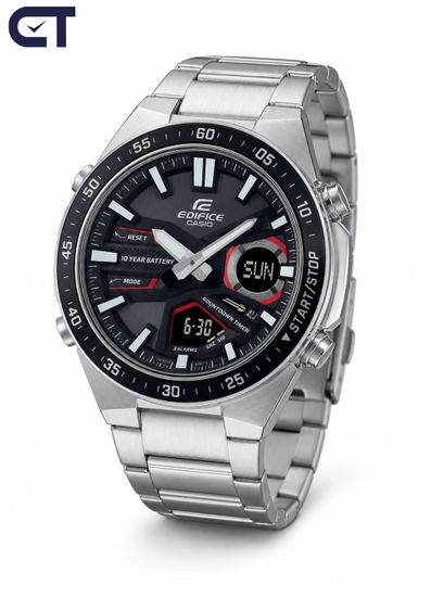 CASIO EFV-C110D-1A4VDF EDIFICE мужские наручные часы — аналогово-цифровая модель с 10-летней батареей и спортивными красными акцентами