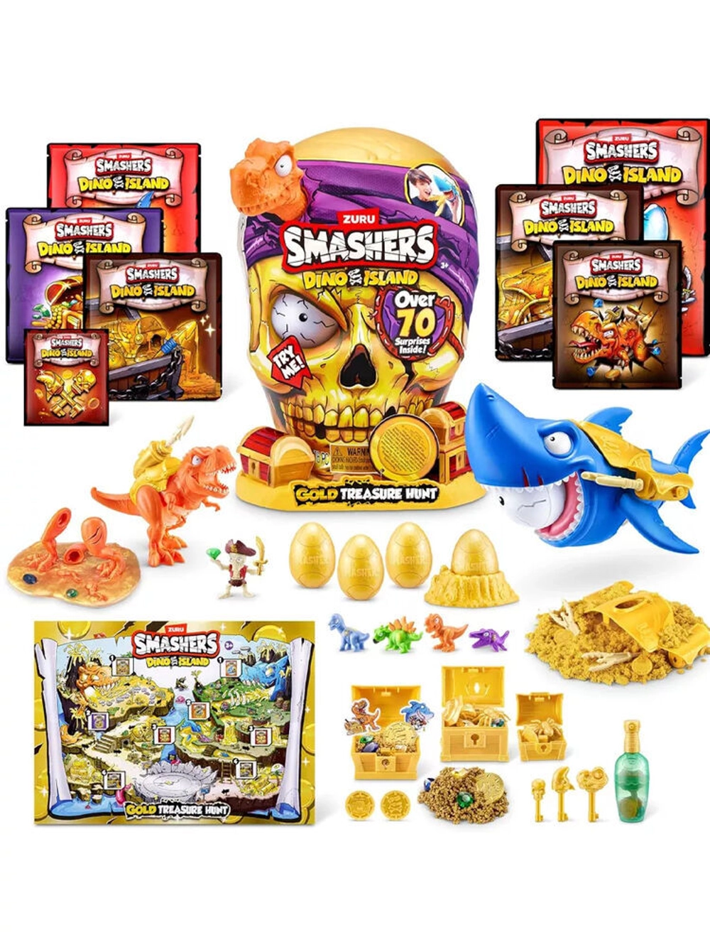 Игрушка сюрприз Зуру Smashers Dino Island Gold оранжевый