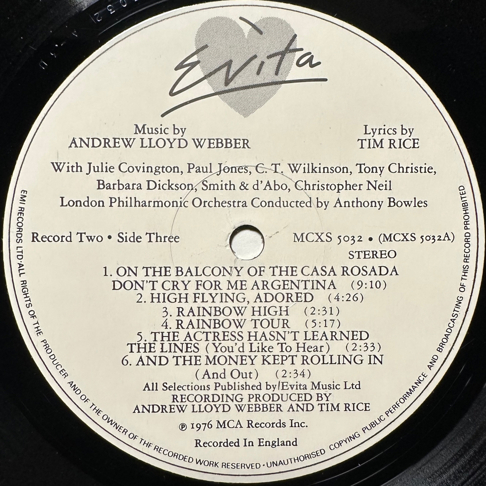 Andrew Lloyd Webber, Tim Rice - Evita 2LP (Англия 1976г.)