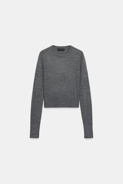 ZARA УКОРОЧЕННЫЙ ШЕРСТЯНОЙ СВИТЕР, МЯГКИЙ СЕРЫЙ
