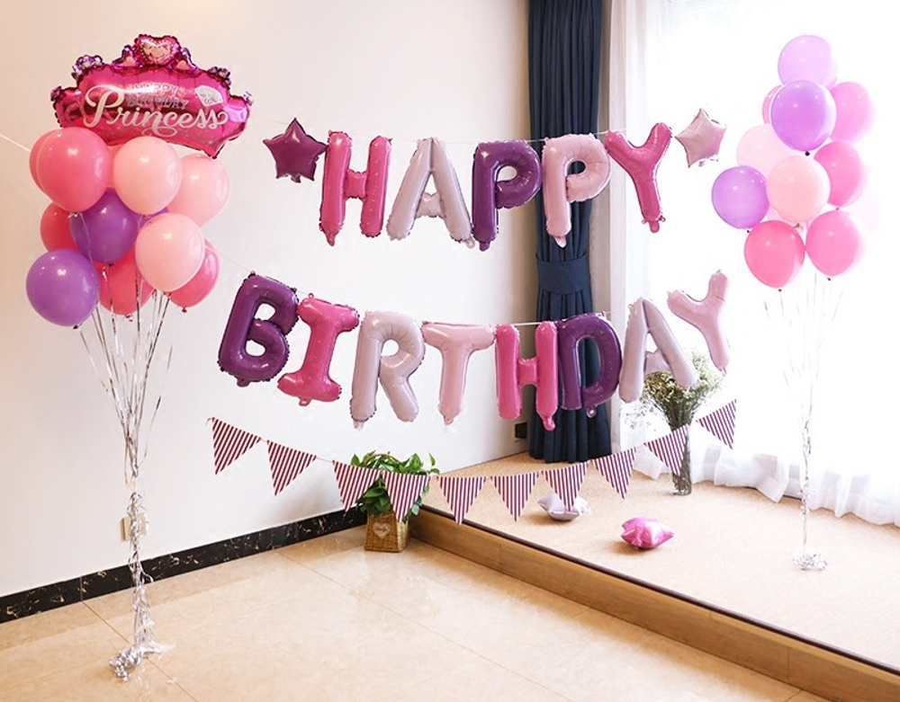 Мини фигура 16'' надпись Happy Birthday , для девочки Fl