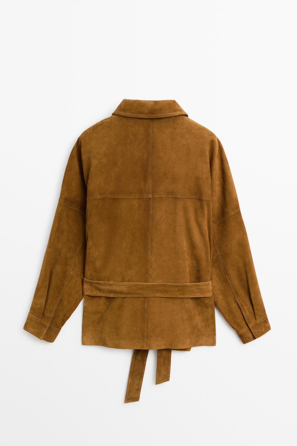 Massimo Dutti Куртка из кожи и замши, цвет темной верблюжьей шерсти