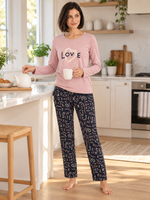 Женская пижама-комплект RUBINA Secret Homewear: верх и брюки, розовая LOVE
