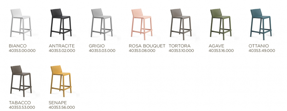 Стул пластиковый полубарный Nardi Trill Stool Mini, белый