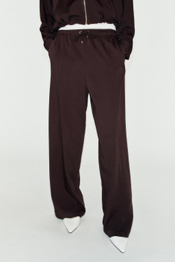 ZARA ШИРОКИЕ БРЮКИ С ЭЛАСТИЧНЫМ ПОЯСОМ, КОРИЧНЕВЫЙ