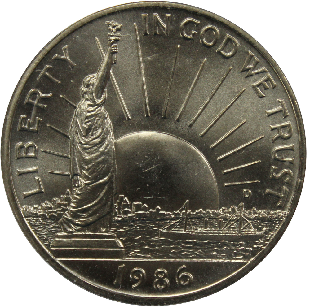 1/2 доллар 1986 (D). США UNC (Нация иммигрантов). Медь с плакировкой