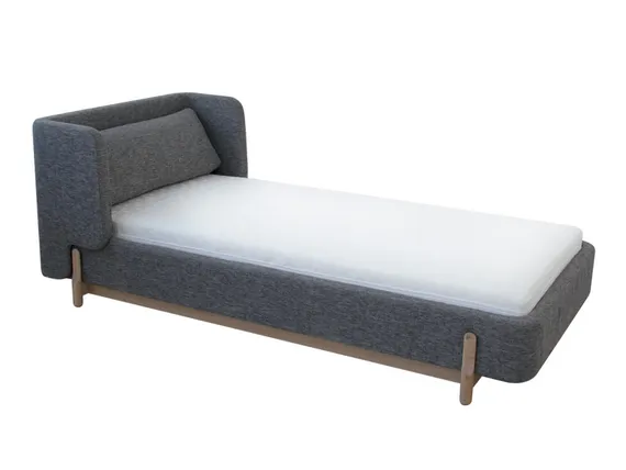 Кровать с подъемным механизмом Basic, 90х200 см (серый, рогожка)
