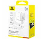 Сетевое зар. устр. Baseus Palm Fast Charger 1USB/1C 20W кабель Т-С на Т-С(P10111608213-01) белое