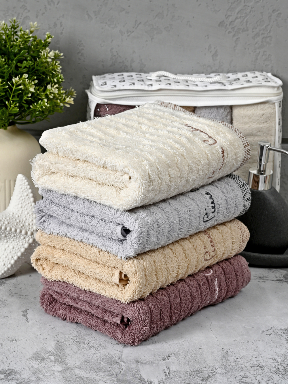 HAV00178 Набор полотенец для лица PIERRE CARDIN HOME из 4пр WAVE 50х90