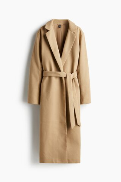 Ворсистое пальто с поясом - H&M